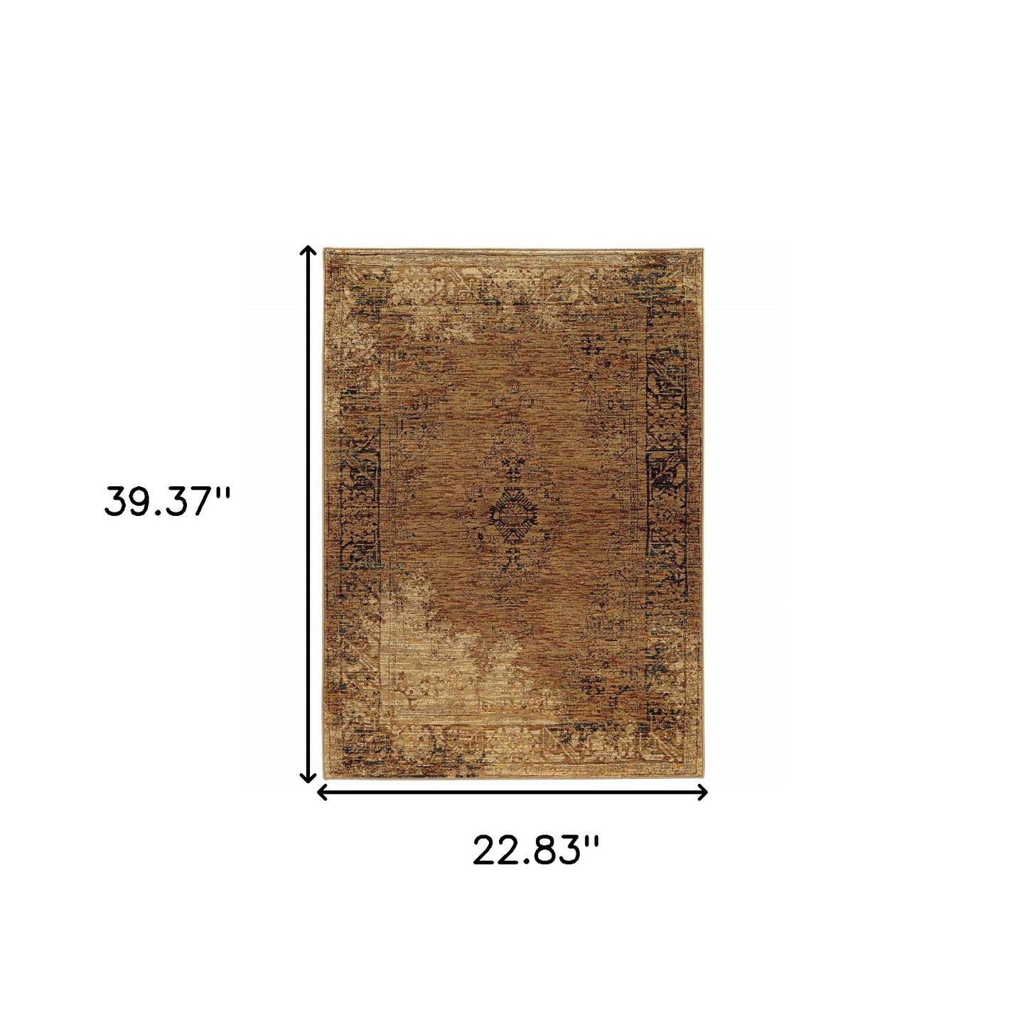 2' X 3' Brown Oriental Power Loom Area Rug