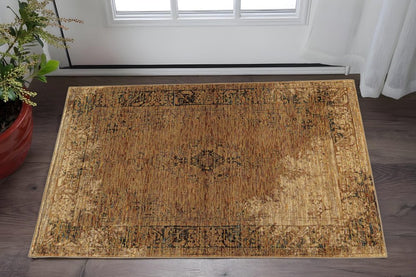 2' X 3' Brown Oriental Power Loom Area Rug