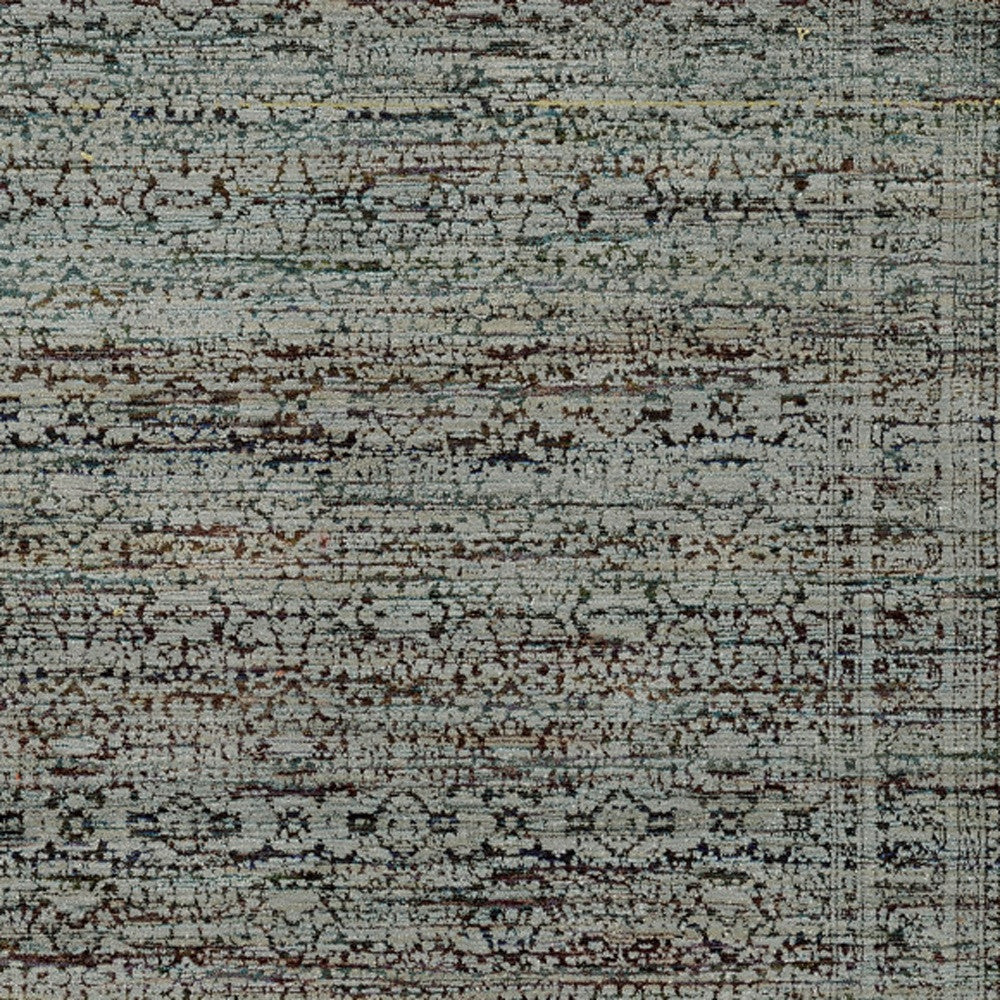 10' X 13' Blue Green Oriental Power Loom Area Rug