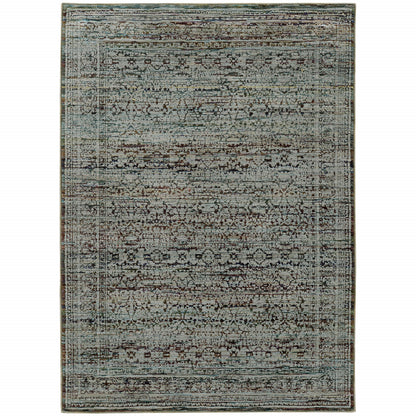 2' X 3' Blue Green Oriental Power Loom Area Rug