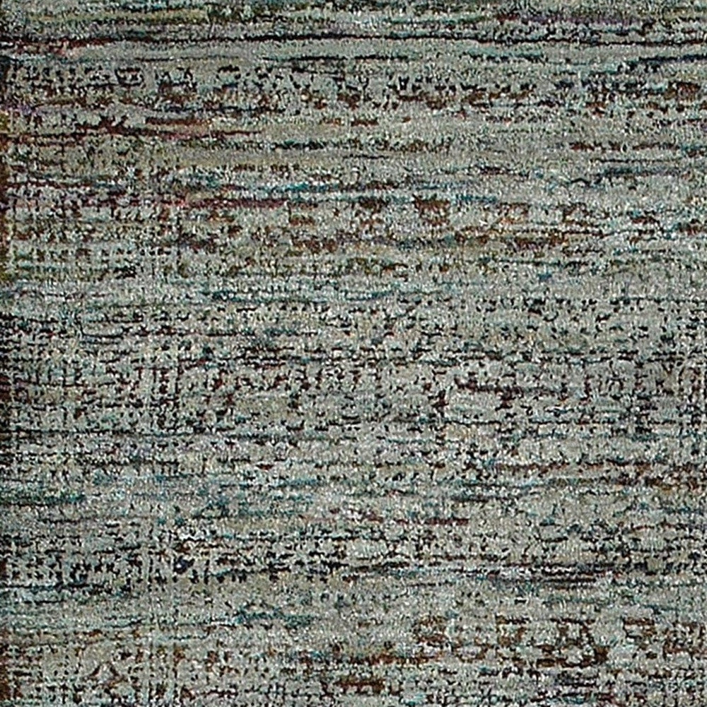 8' Runner Blue Green Oriental Power Loom Runner Rug