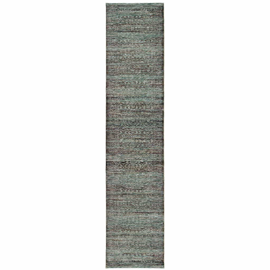 12' Runner Blue and Purple Oriental Power Loom Runner Rug