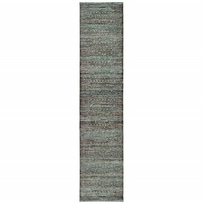 12' Runner Blue and Purple Oriental Power Loom Runner Rug