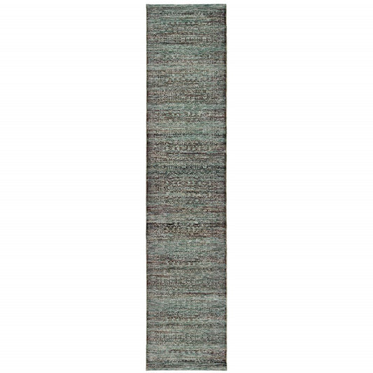 12' Blue And Purple Oriental Runner Rug