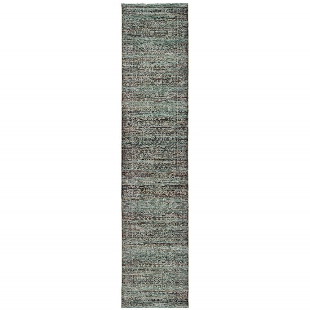 12' Blue And Purple Oriental Runner Rug