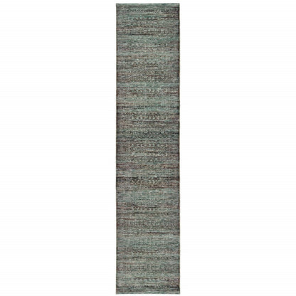 12' Blue And Purple Oriental Runner Rug