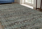 5' X 7' Blue Green Oriental Power Loom Area Rug