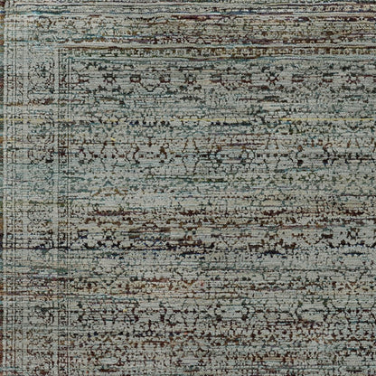 9' X 12' Blue Green Oriental Power Loom Area Rug