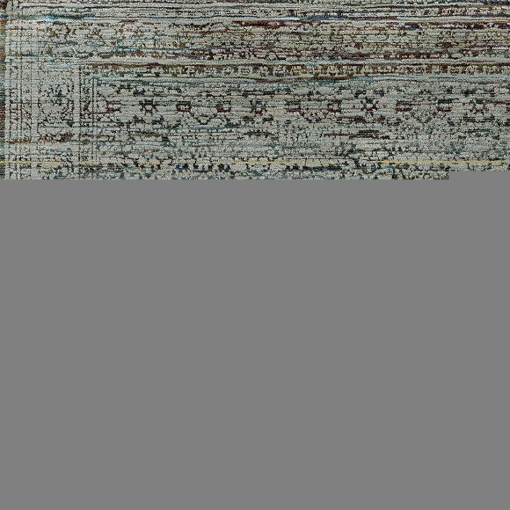 9' X 12' Blue Green Oriental Power Loom Area Rug