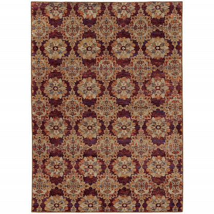 2' X 3' Red And Gold Oriental Area Rug
