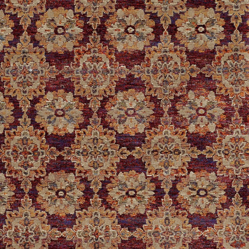 2' X 3' Red And Gold Oriental Area Rug