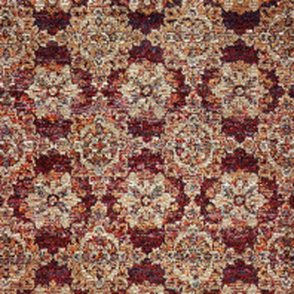 12' Red And Gold Oriental Runner Rug