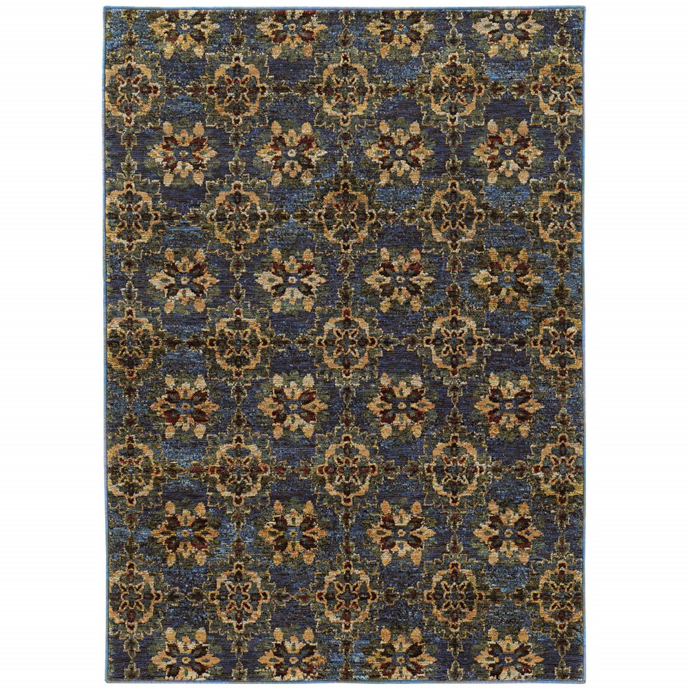 2' X 3' Blue And Gold Oriental Area Rug
