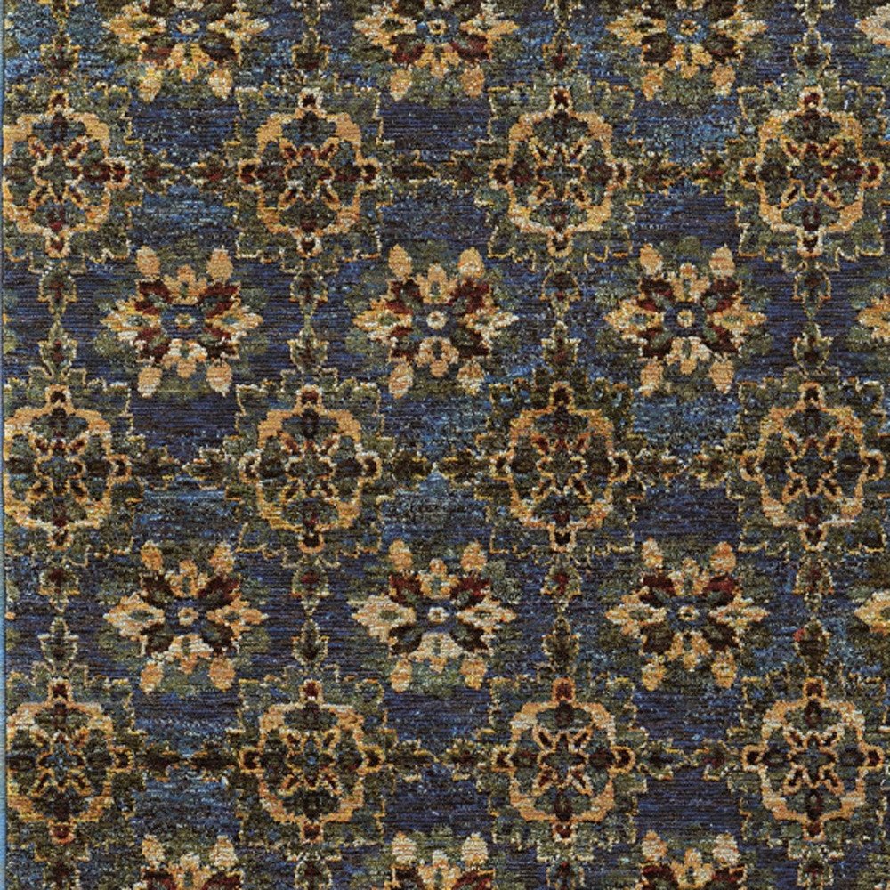 2' X 3' Blue And Gold Oriental Area Rug