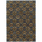 3' X 5' Blue And Gold Oriental Area Rug
