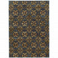 3' X 5' Blue And Gold Oriental Area Rug