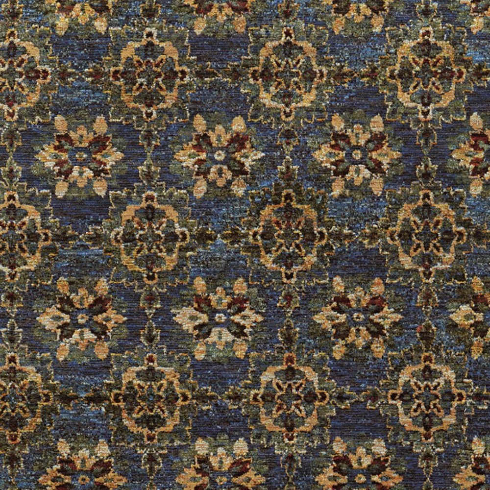 3' X 5' Blue And Gold Oriental Area Rug