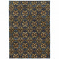 7' X 10' Blue and Gold Oriental Power Loom Area Rug