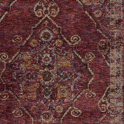 2' X 3' Red And Gold Oriental Area Rug