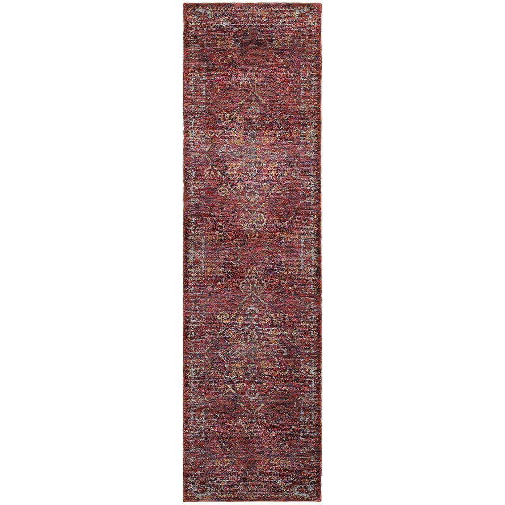 8' Red And Gold Oriental Runner Rug