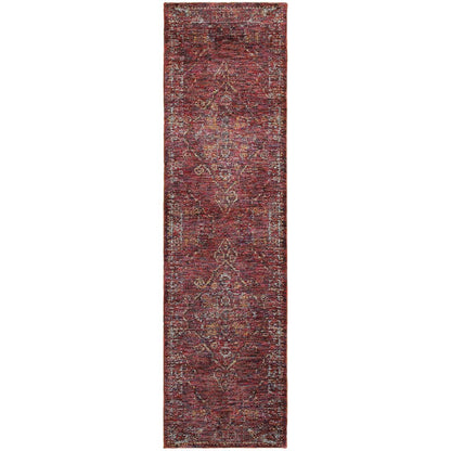 8' Red And Gold Oriental Runner Rug