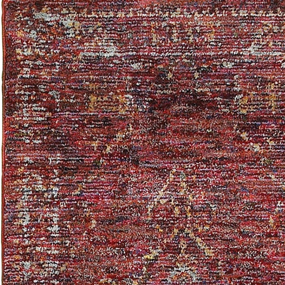 8' Runner Red and Gold Oriental Power Loom Runner Rug