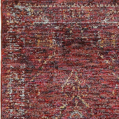 8' Red And Gold Oriental Runner Rug
