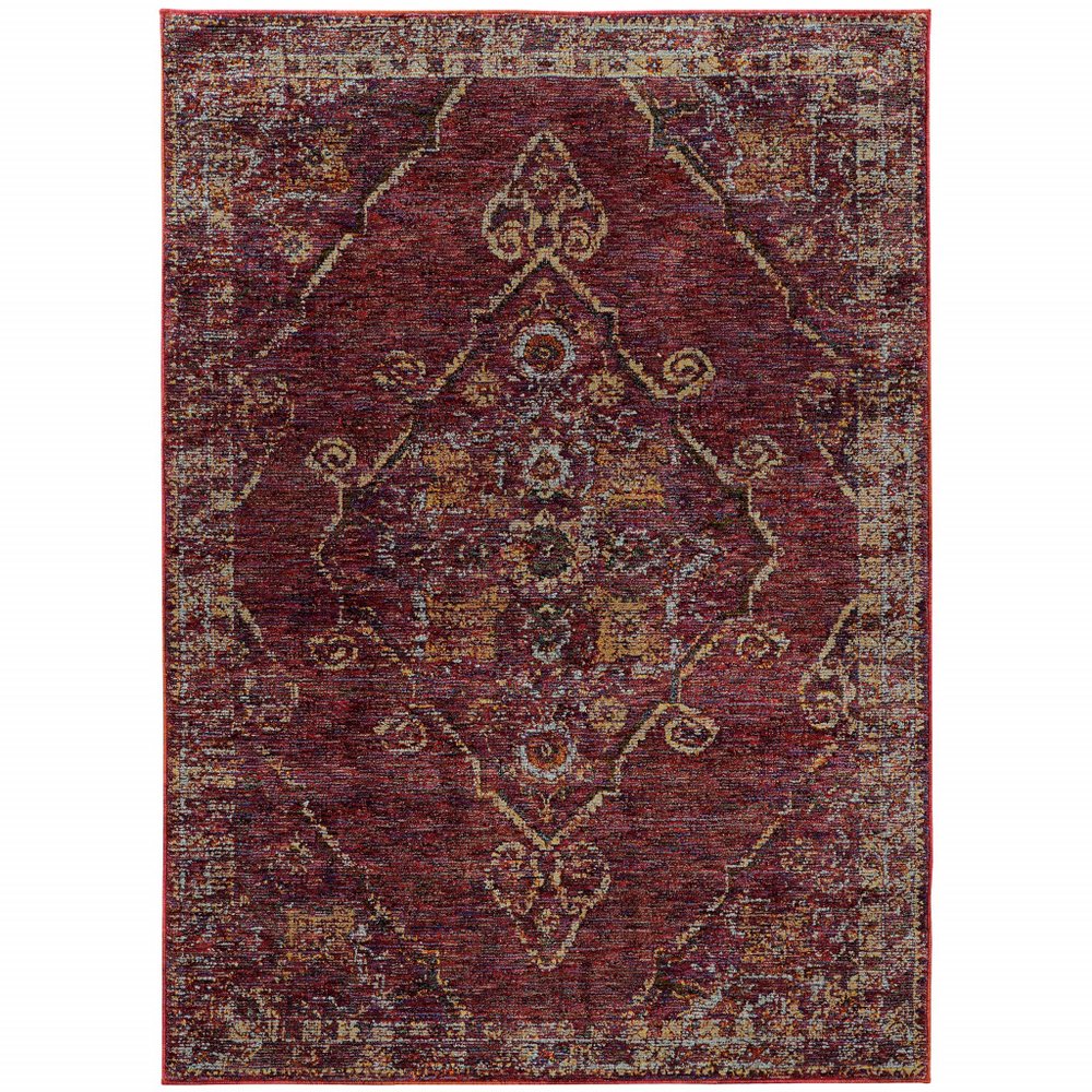 3' X 5' Red And Gold Oriental Area Rug