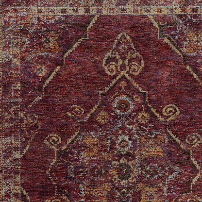 7' X 10' Red and Gold Oriental Power Loom Area Rug