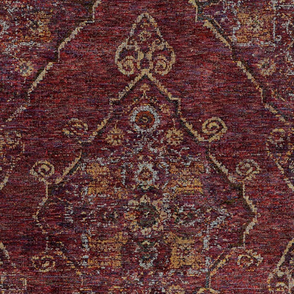 8' X 11' Red and Gold Oriental Power Loom Area Rug