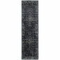 8' Blue And Ivory Oriental Runner Rug