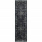 8' Blue And Ivory Oriental Runner Rug