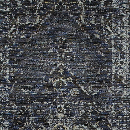 8' Blue And Ivory Oriental Runner Rug