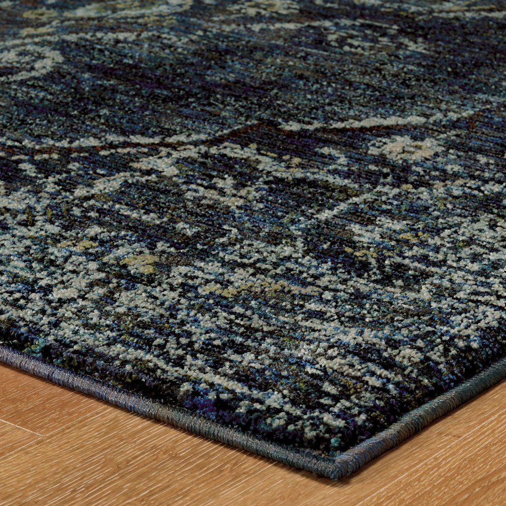 12' Blue And Brown Oriental Runner Rug