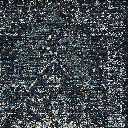 12' Blue And Brown Oriental Runner Rug