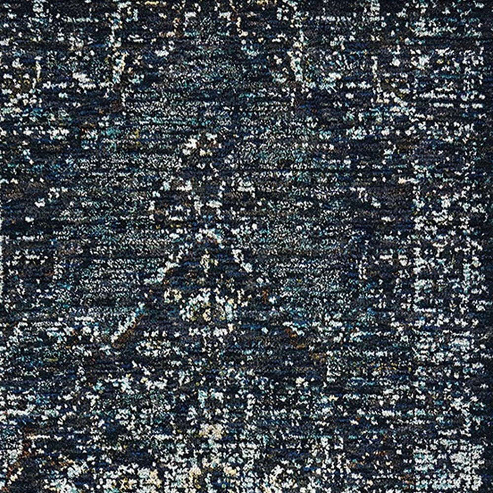 12' Blue And Brown Oriental Runner Rug