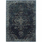 7' X 10' Blue and Black Oriental Power Loom Area Rug