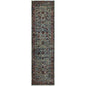 8' Blue And Purple Oriental Runner Rug