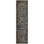 8' Blue And Purple Oriental Runner Rug