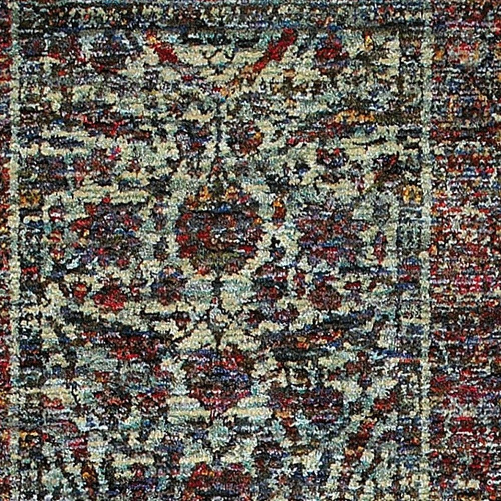 8' Blue And Purple Oriental Runner Rug