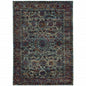 7' X 10' Blue and Purple Oriental Power Loom Area Rug