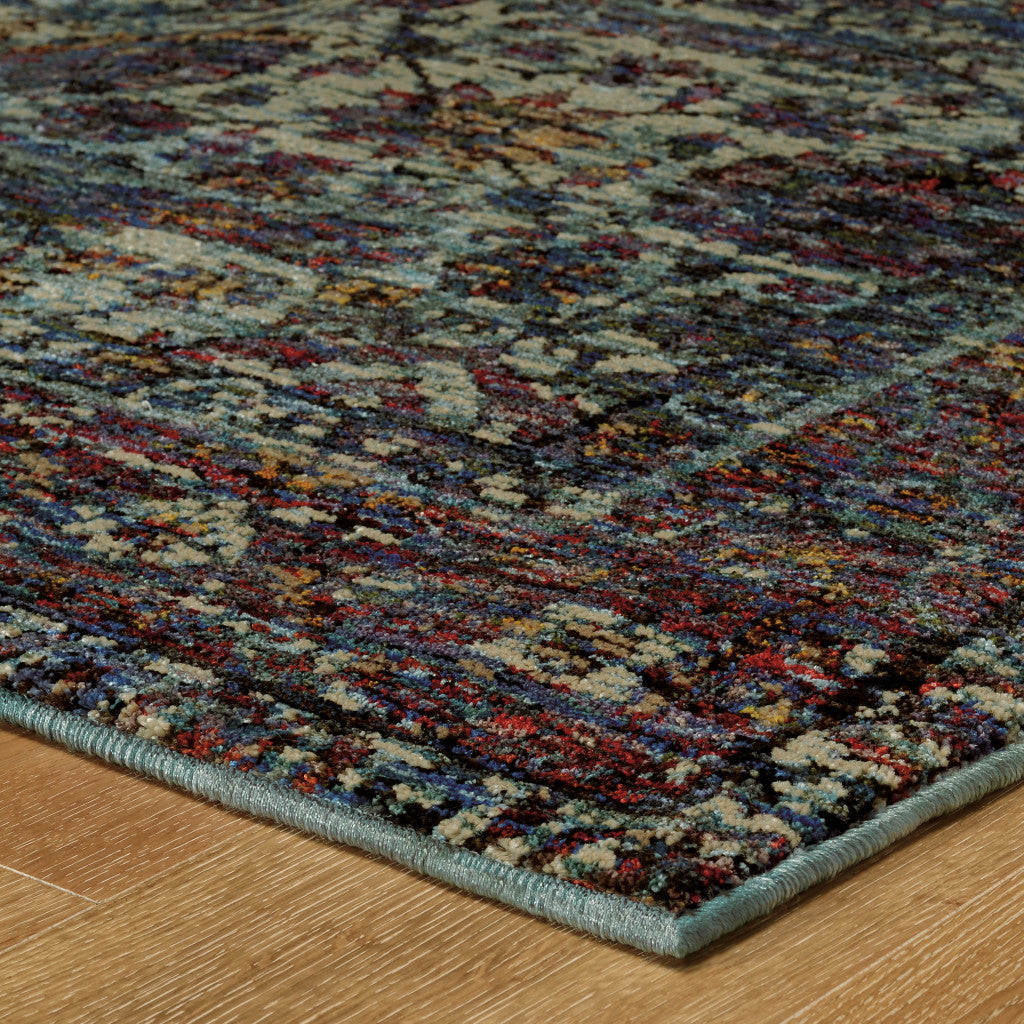 9' X 12' Blue and Purple Oriental Power Loom Area Rug