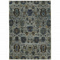 10' X 13' Blue Green Oriental Power Loom Area Rug