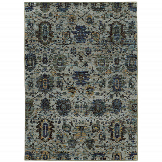 2' X 3' Blue Green Oriental Power Loom Area Rug