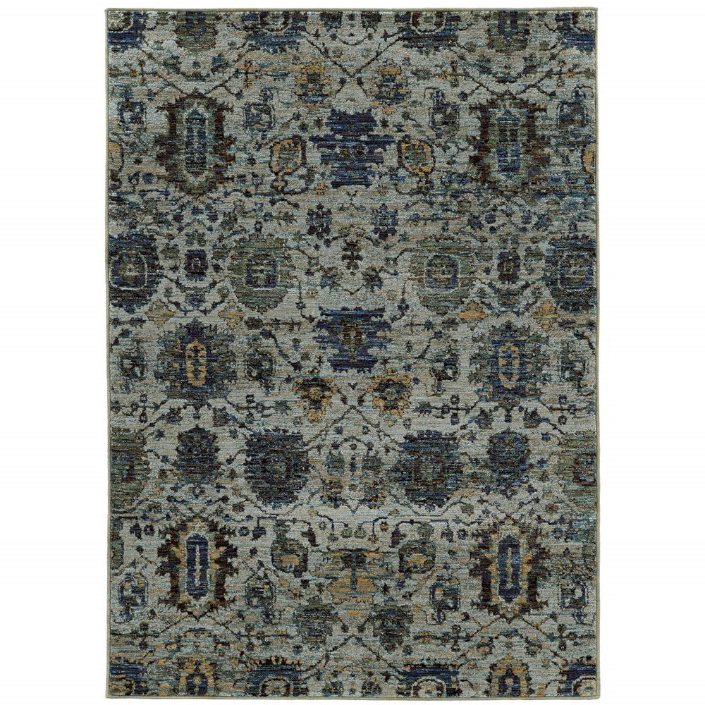 3' X 5' Blue Green Oriental Power Loom Area Rug