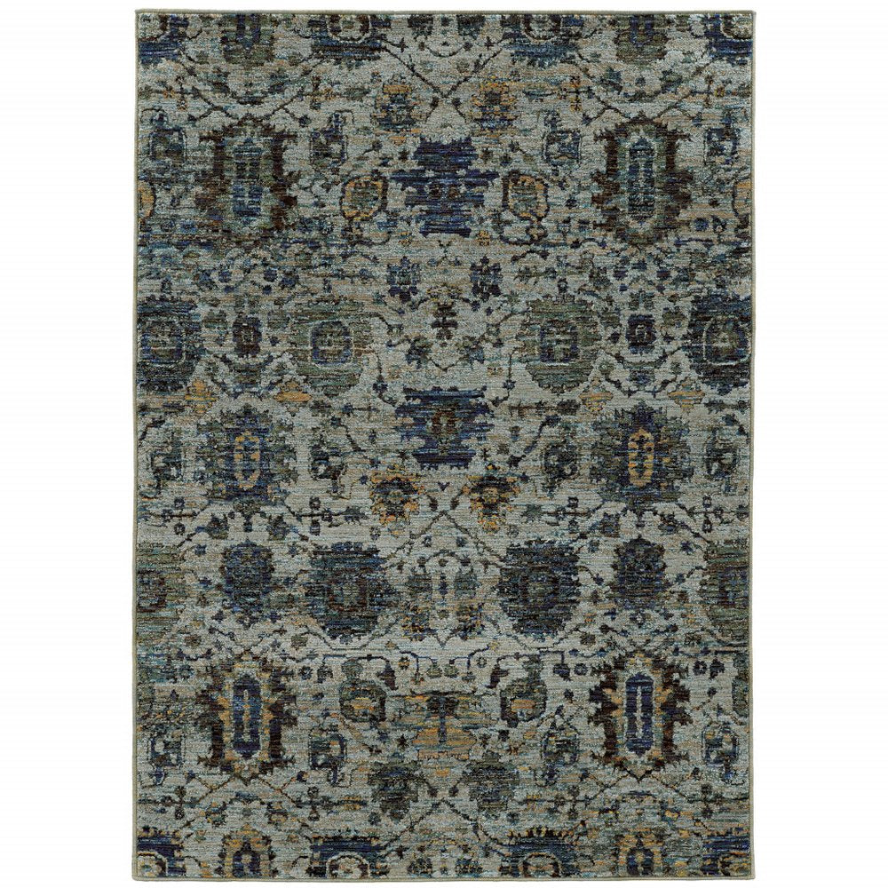 3' X 5' Blue Green Oriental Power Loom Area Rug