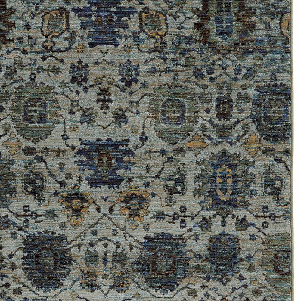 5' X 7' Blue Green Oriental Power Loom Area Rug