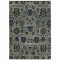 7' X 10' Blue Green Oriental Power Loom Area Rug
