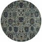 8' Blue Green Round Oriental Power Loom Area Rug