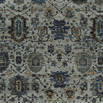 8' X 11' Blue Green Oriental Power Loom Area Rug